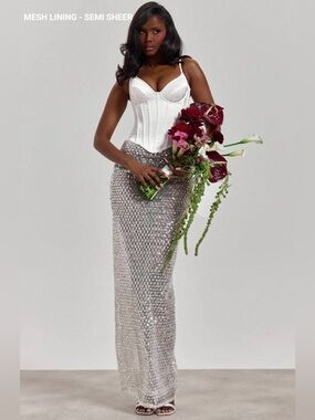 Sydney Lane White Corset & Sequin Maxi Skirt Set